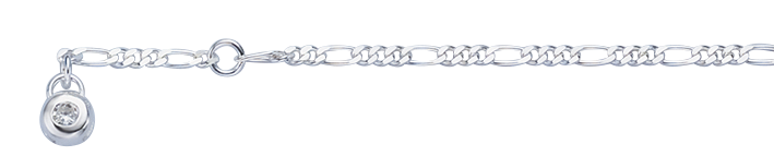 Fusskette Figaro diamantiert 2.2mm