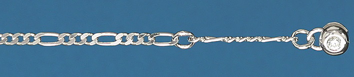 Fusskette Figaro diamantiert 2.2mm